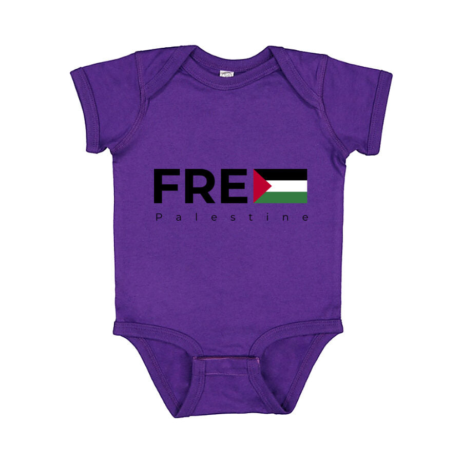 Free Palestine Black Logo Baby Romper Onesie - Purple