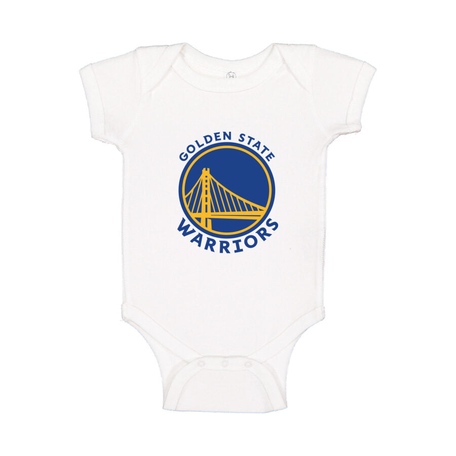 Golden State Warriors Blue Logo Baby Romper Onesie - White