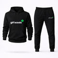 Girl Scouts White Hoodie and Joggers Set - Black