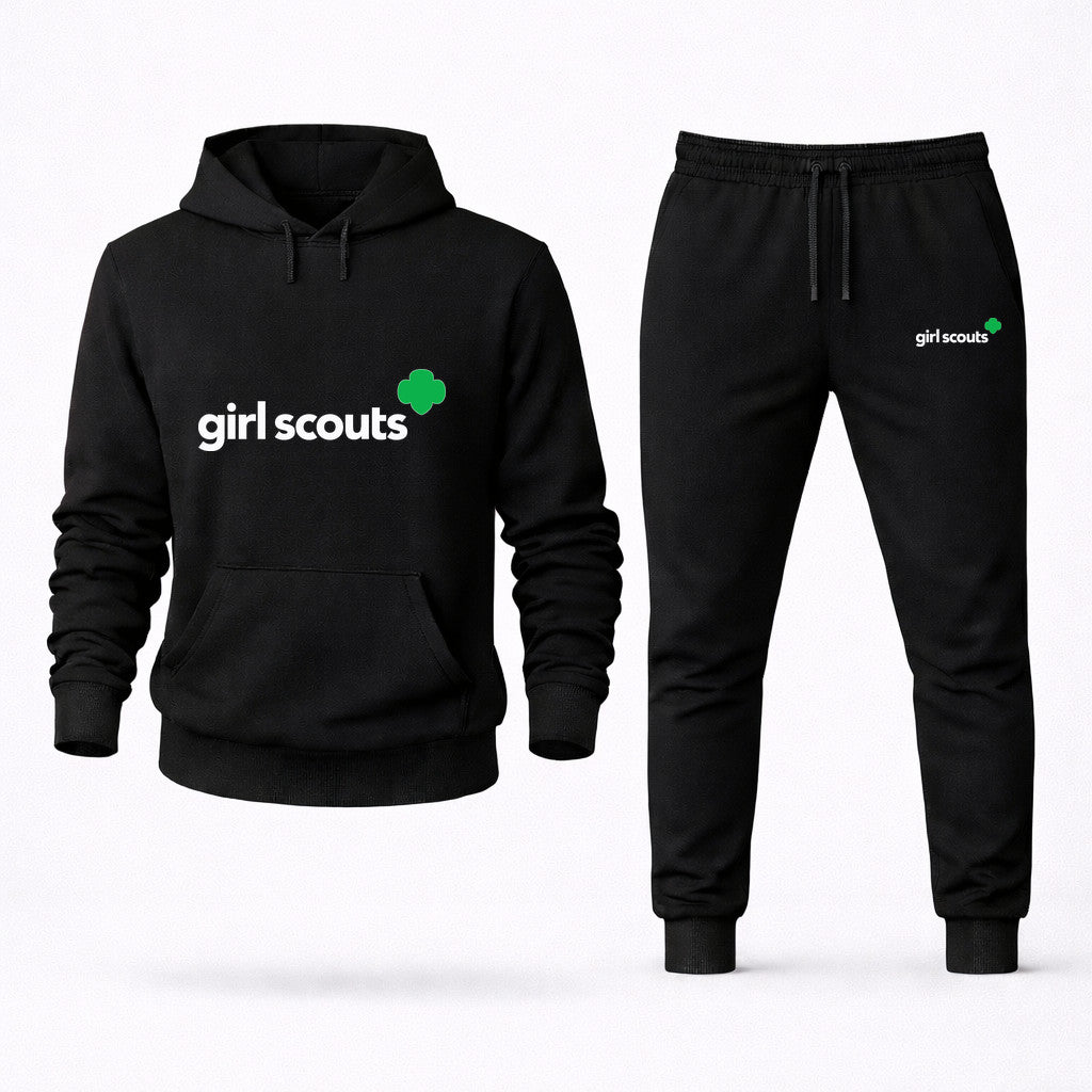 Girl Scouts White Hoodie and Joggers Set - Black