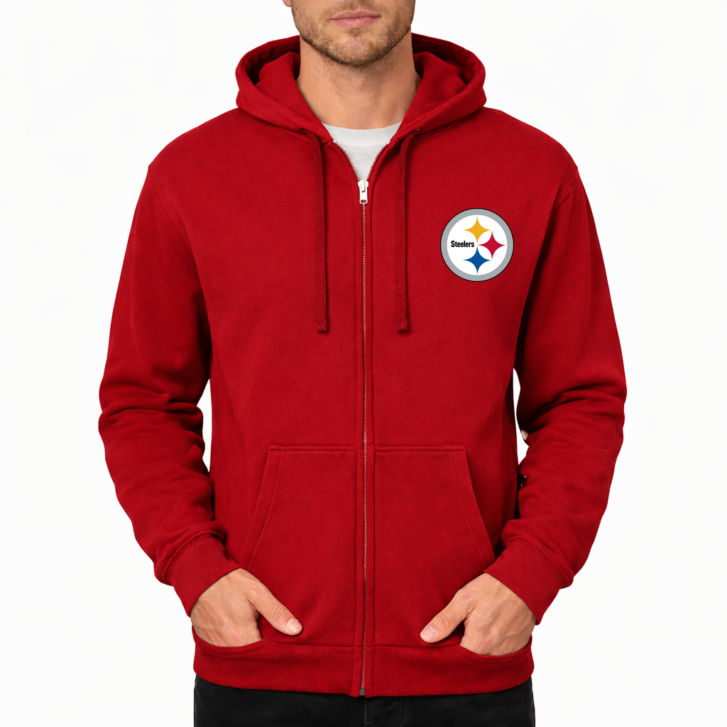 Men's Pittsburgh Steelers Zipper Hoodie - Red
