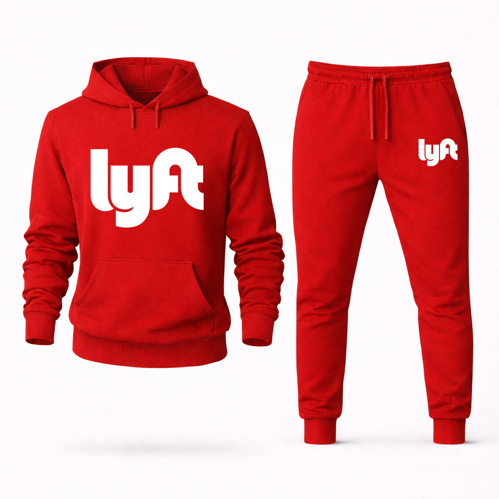 Lyft White Hoodie and Joggers Set - Red