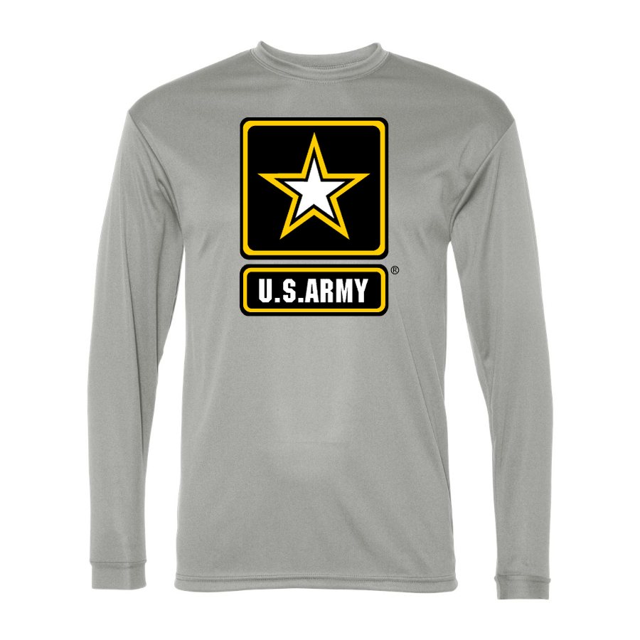 Men's U.S. Army Polyester Long Sleeve T-Shirt - Silver