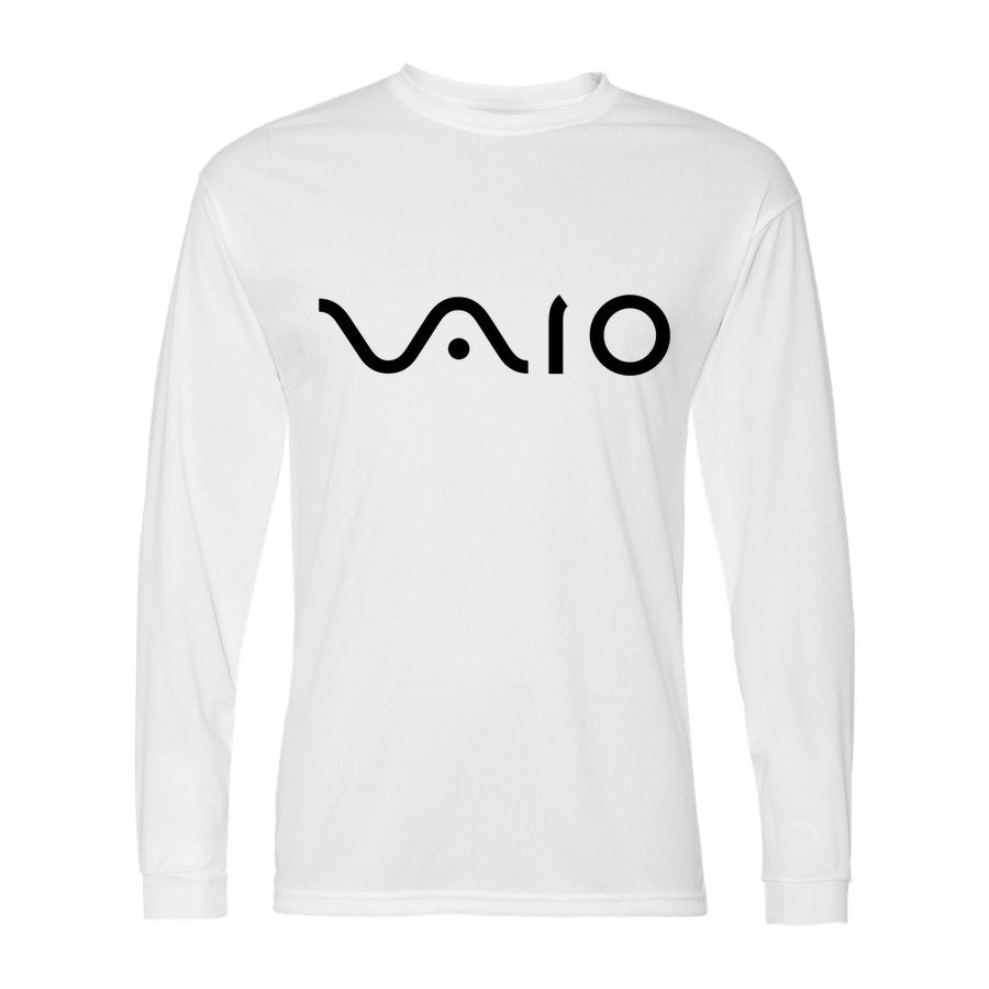 Men's Sony VAIO Black Logo Polyester Long Sleeve T-Shirt - White