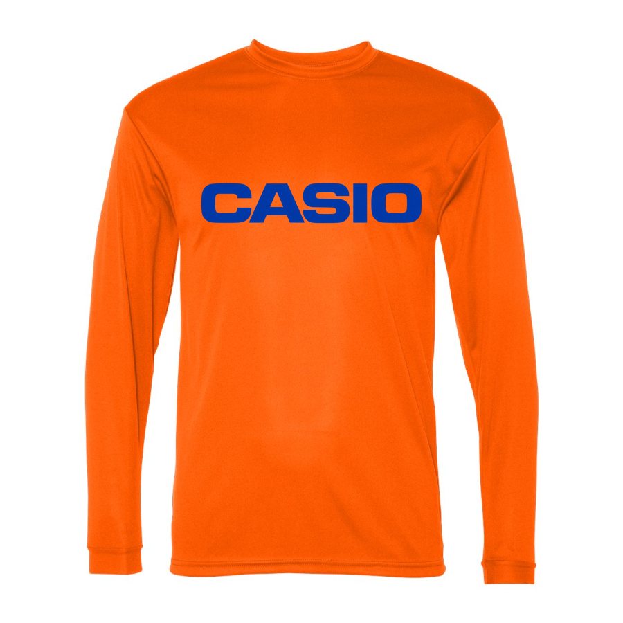 Men's Casio Polyester Long Sleeve T-Shirt - Safety Orange