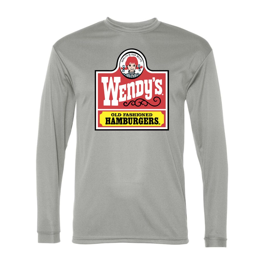 Men's Wendy's Polyester Long Sleeve T-Shirt - Silver