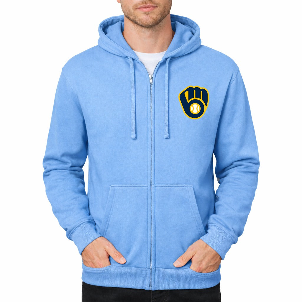 Men's Milwaukee Brewers Zipper Hoodie - Light Blue