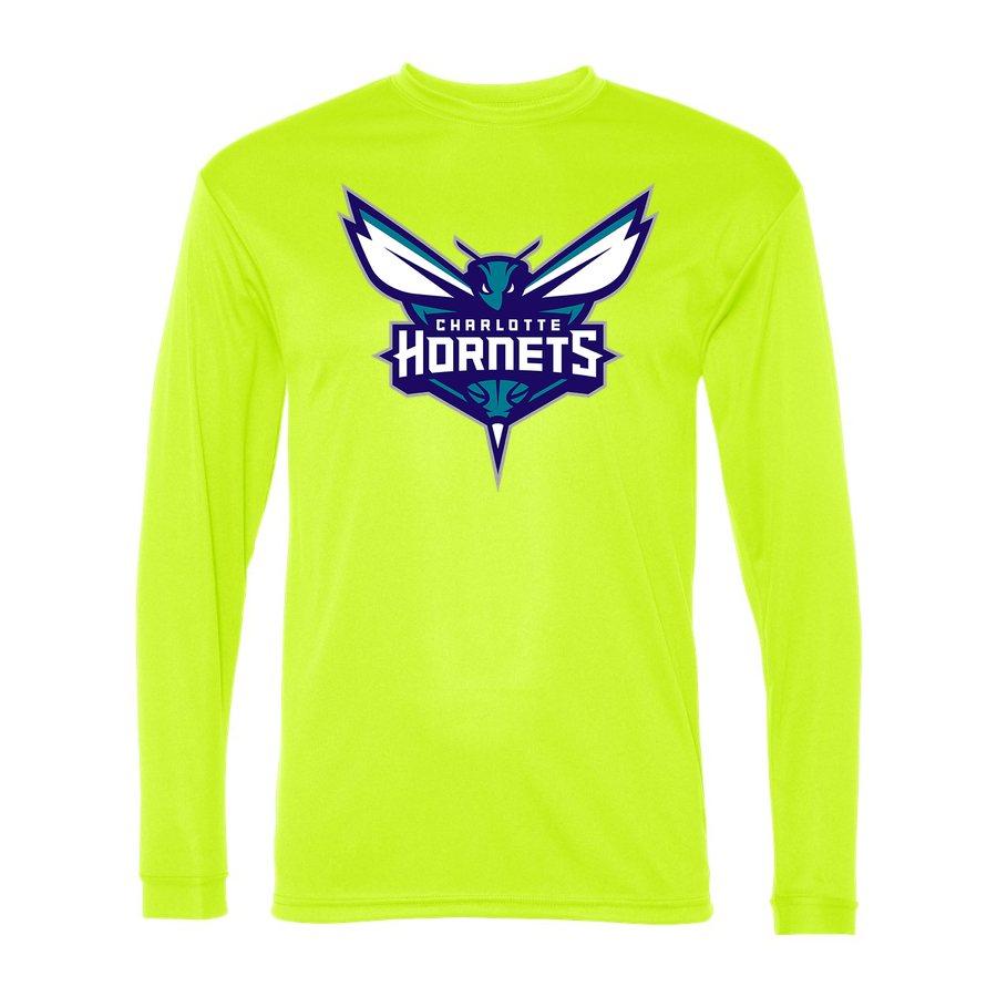 Men's Charlotte Hornets Polyester Long Sleeve T-Shirt - Safety Yellow