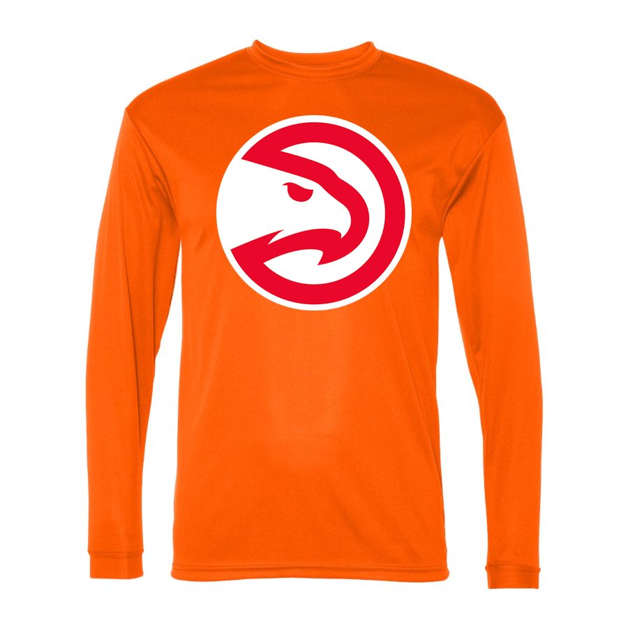 Men's Atlanta Hawks Polyester Long Sleeve T-Shirt - Safety Orange
