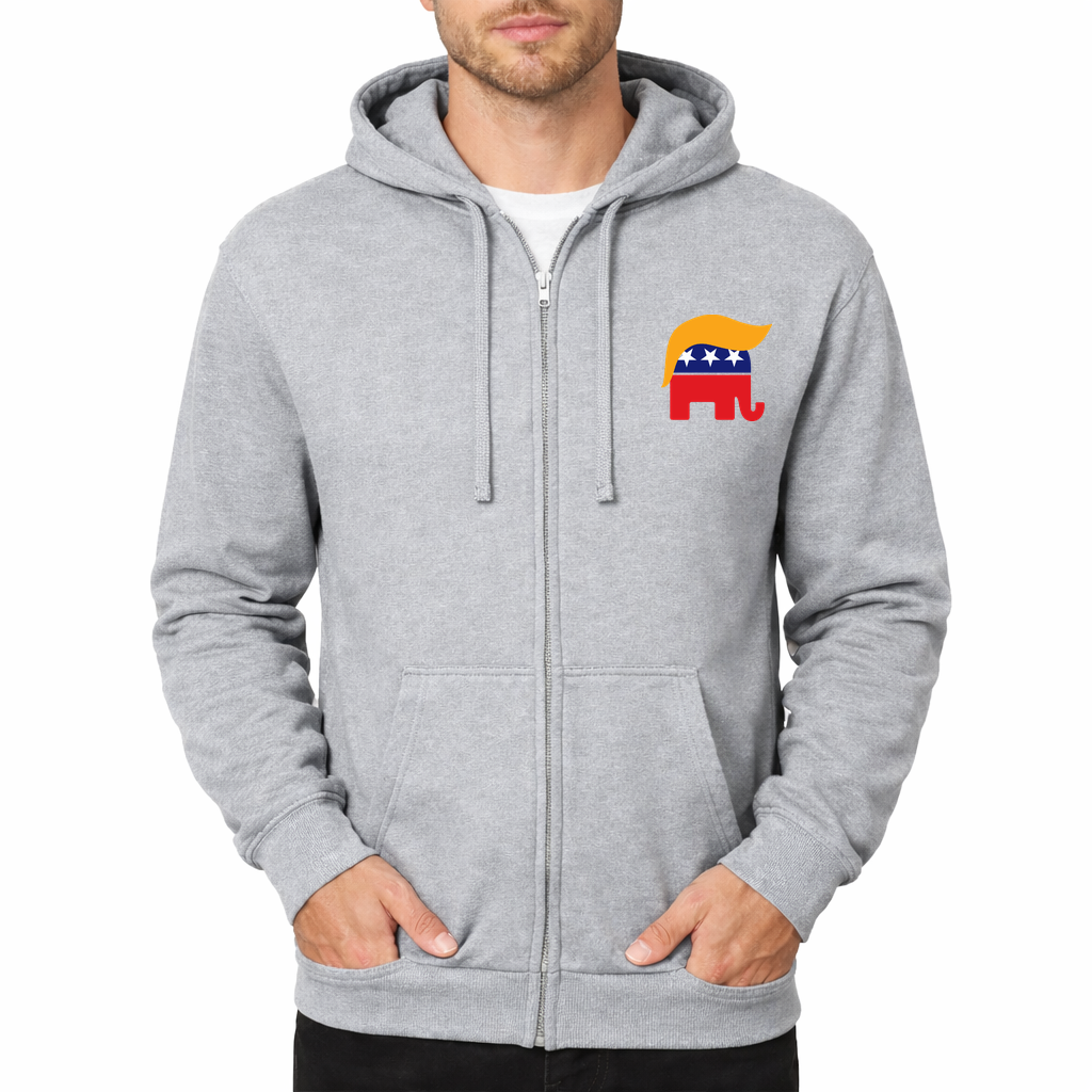 Donald Trump GOP Elephant Zipper Hoodie - Grey