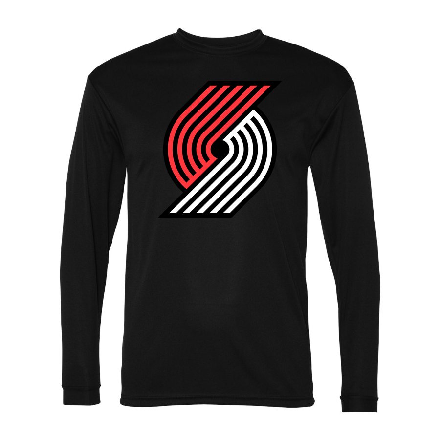 Men's Portland Trail Blazers Polyester Long Sleeve T-Shirt - Black