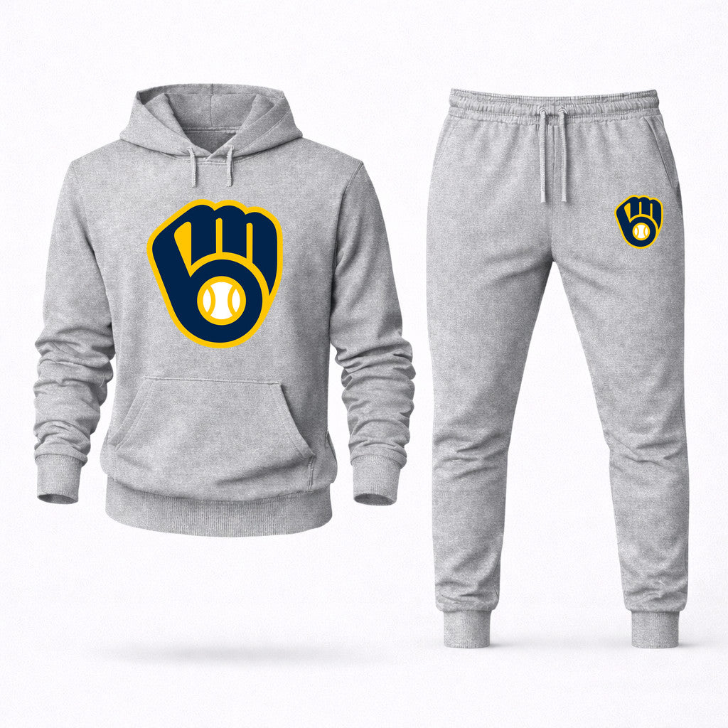 Milwaukee Brewers Hoodie and Joggers Set - Grey