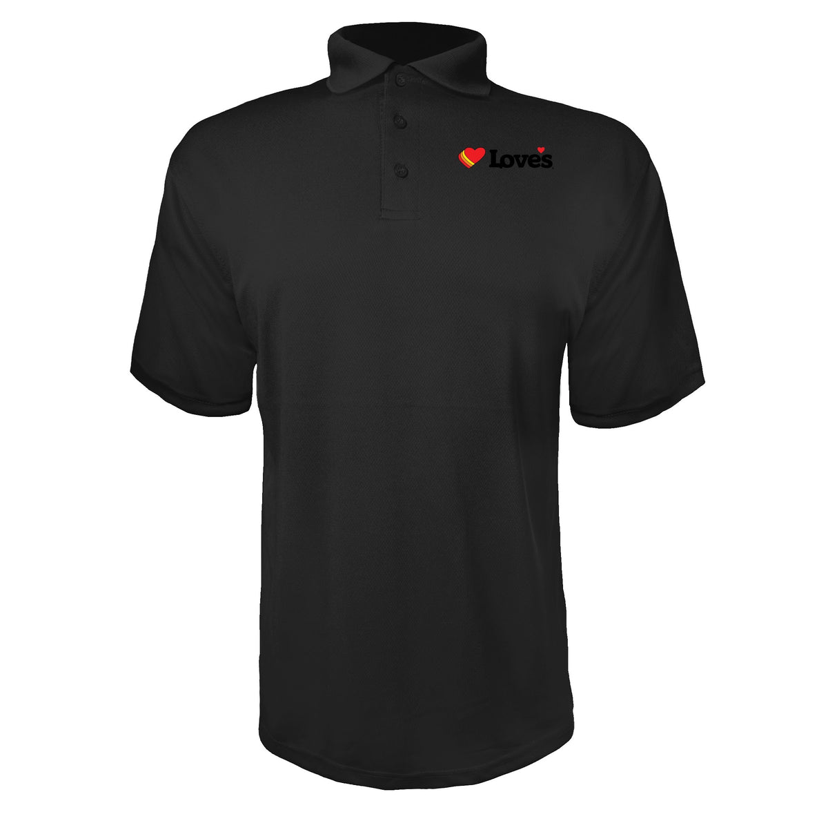Loves Travel Stops men's polyester polo in Black