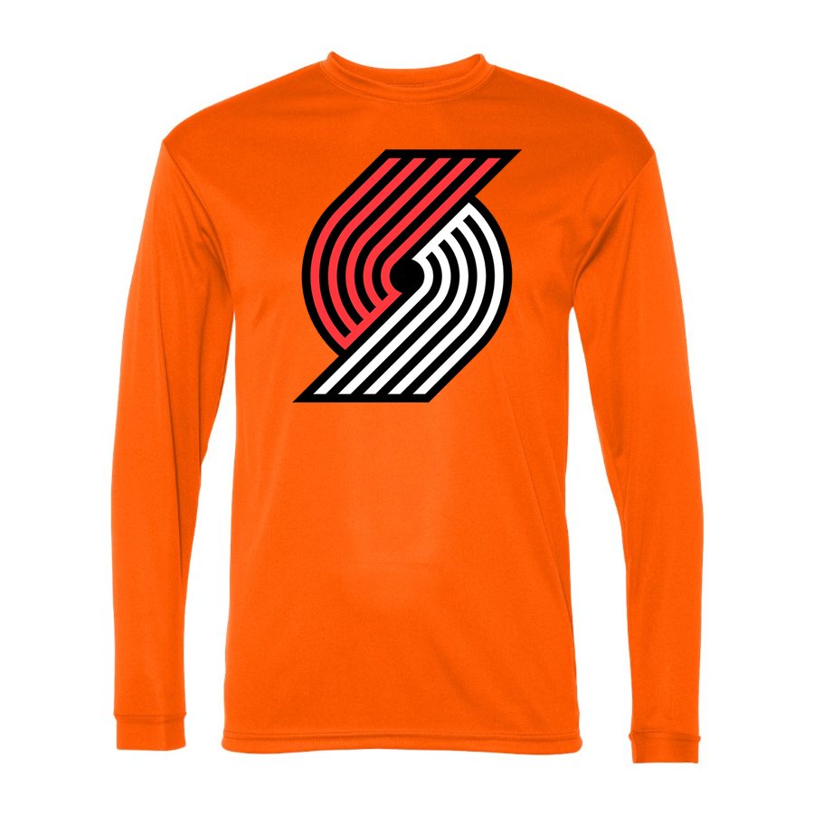 Men's Portland Trail Blazers Polyester Long Sleeve T-Shirt - Safety Orange
