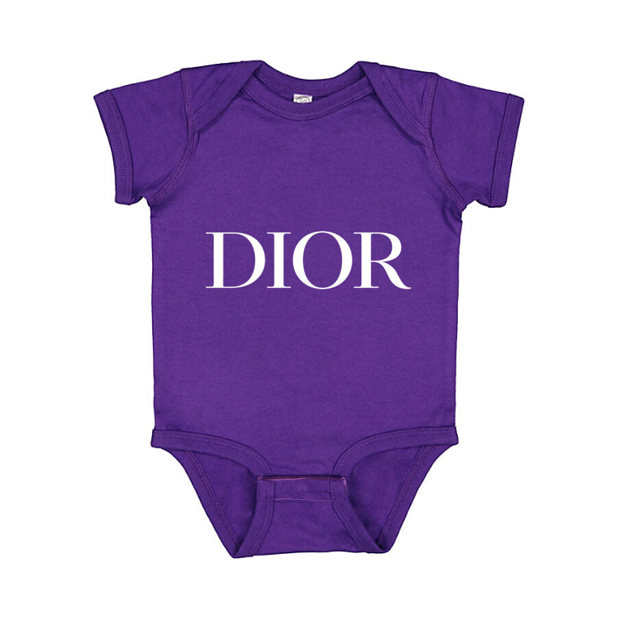 Dior Fashion White Logo Baby Romper Onesie - Purple