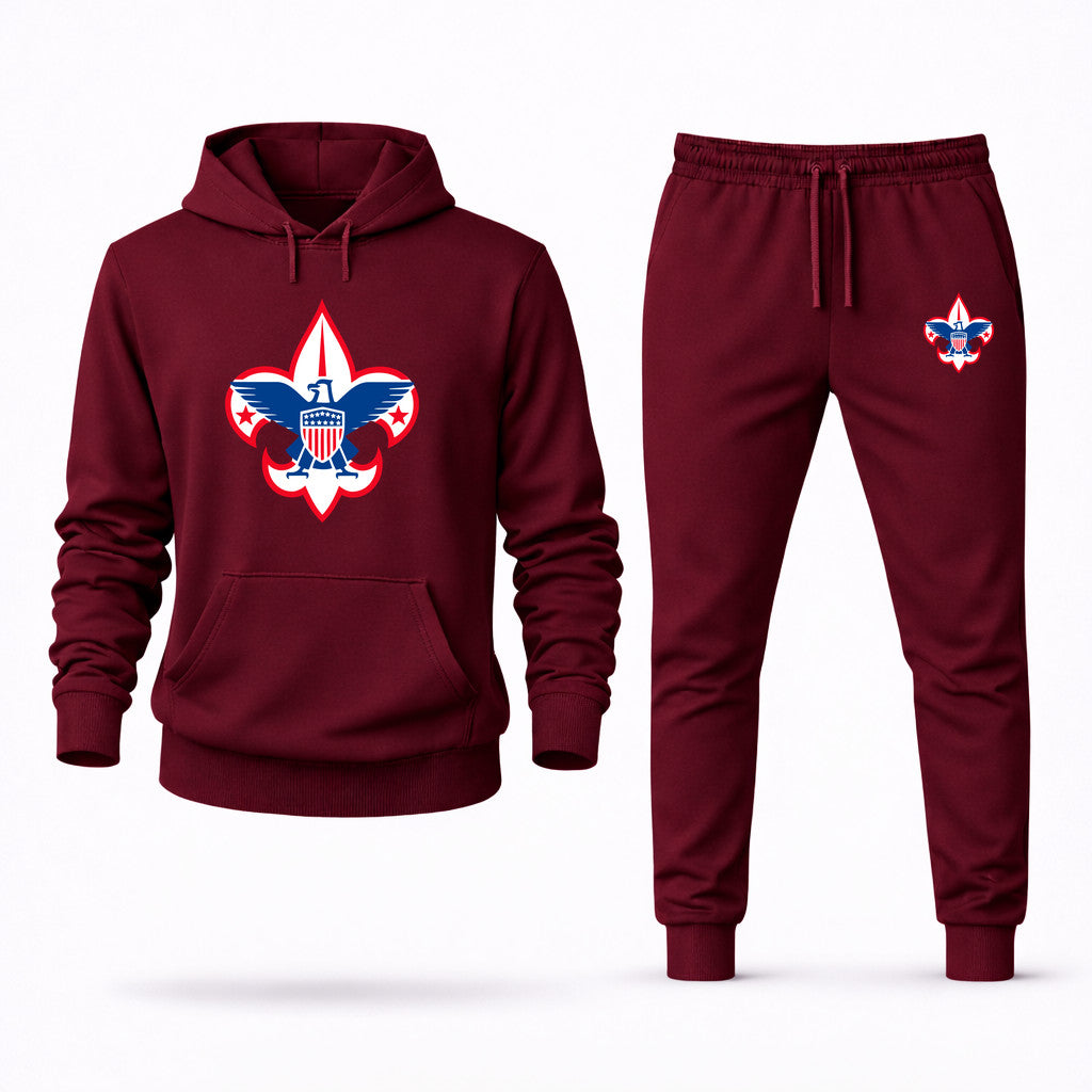 Boy Scout Hoodie and Joggers Set - Burgundy