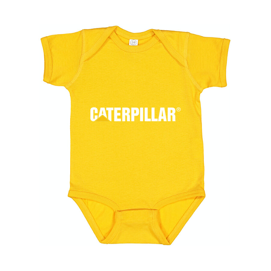 Caterpillar White Logo Baby Romper Onesie - Yellow