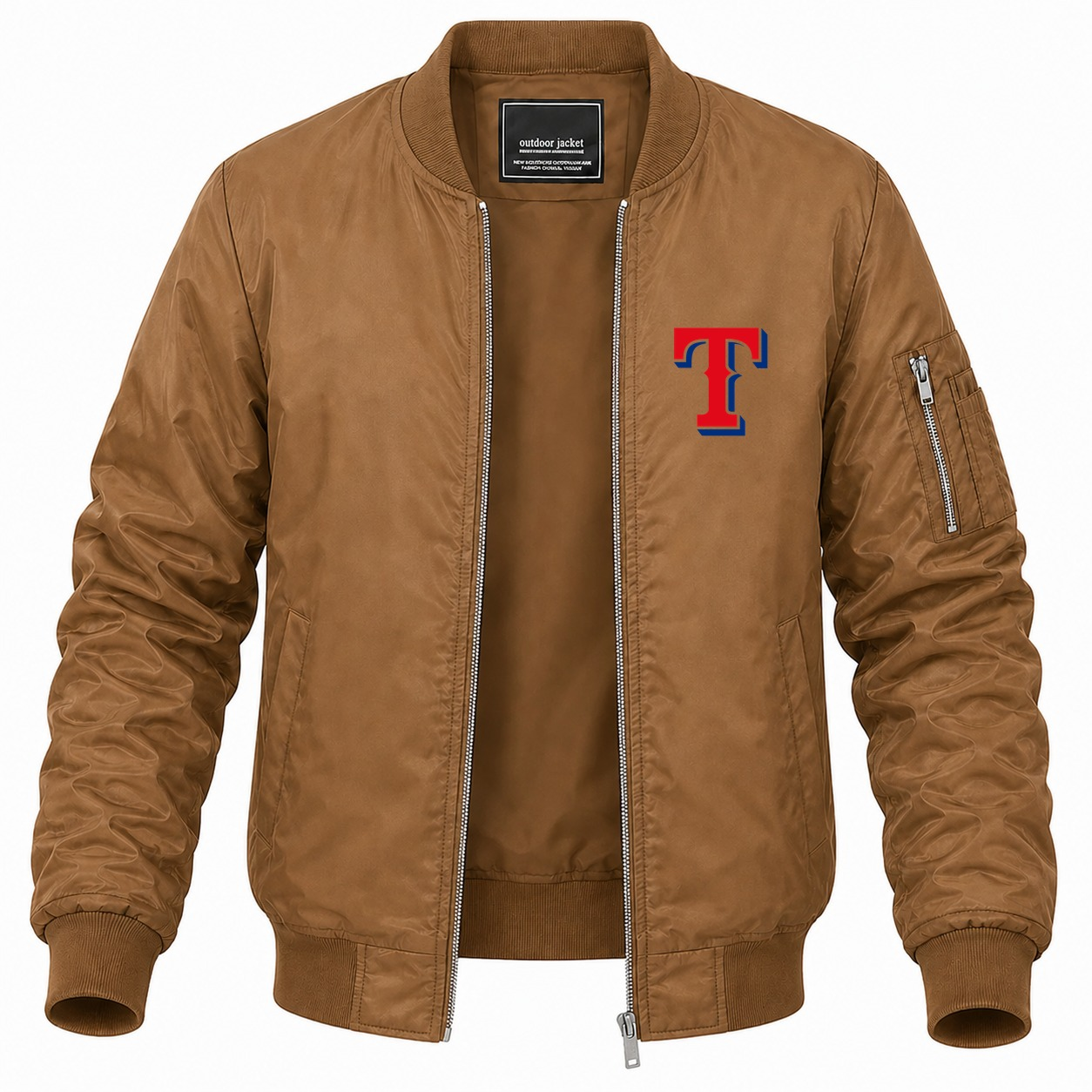 Men's Texas Rangers Lightweight Bomber Jacket - Brown