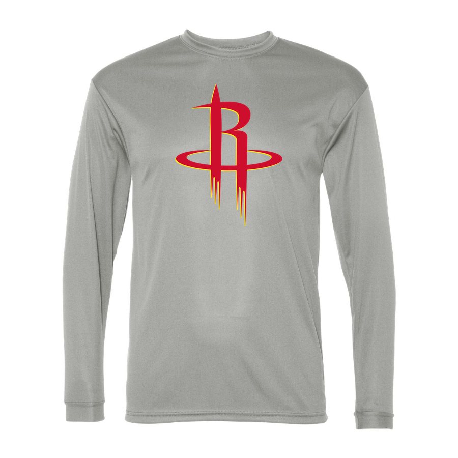 Men's Houston Rockets Polyester Long Sleeve T-Shirt - Silver
