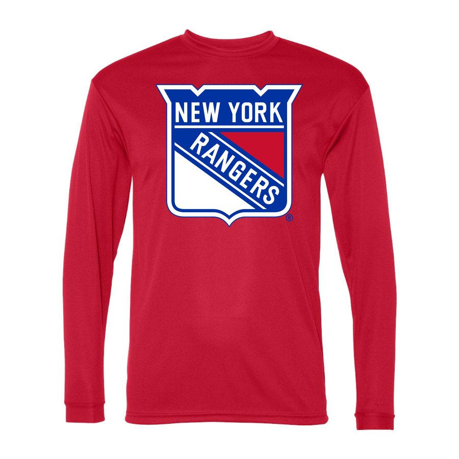 Men's New York Rangers Polyester Long Sleeve T-Shirt - Red