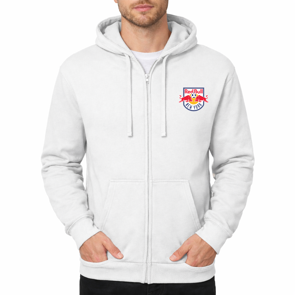 Men's New York Red Bulls logo.svg Zipper Hoodie - White