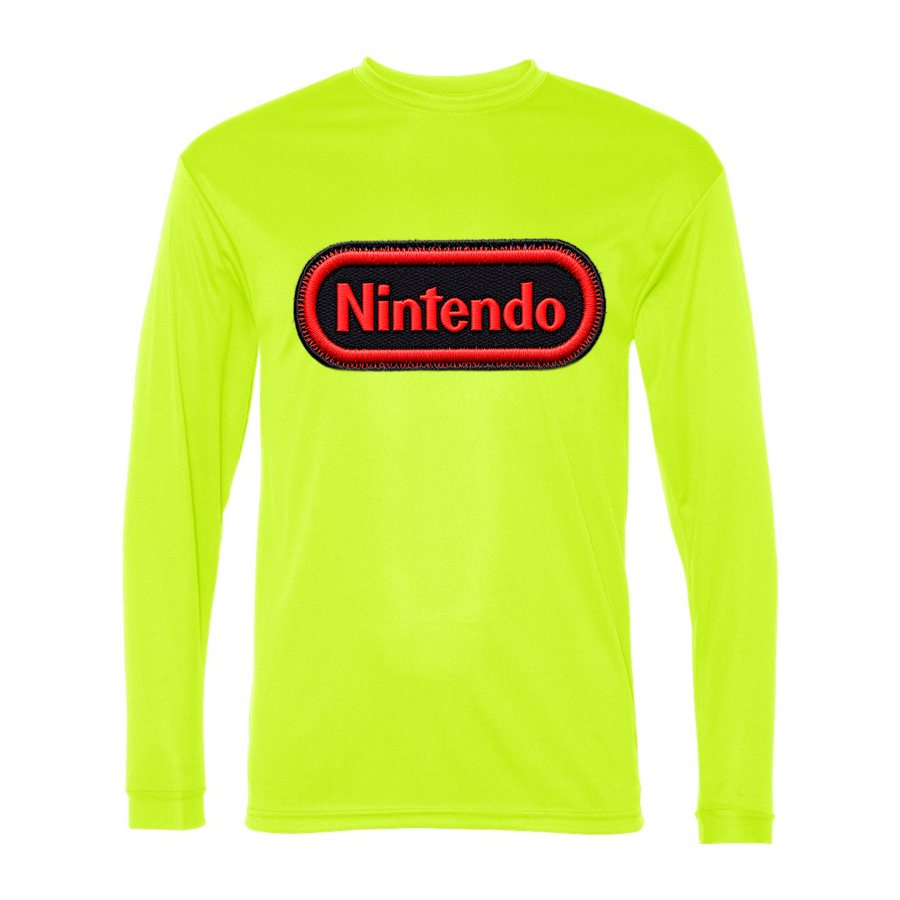 Men's Nintendo Embroidery Polyester Long Sleeve T-Shirt - Safety Yellow