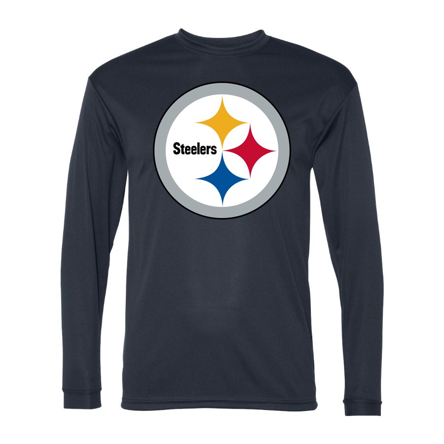 Men's Pittsburgh Steelers Polyester Long Sleeve T-Shirt - Navy