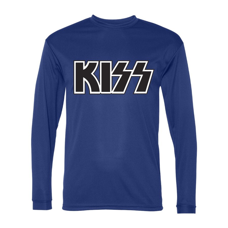 Men's Kiss Polyester Long Sleeve T-Shirt - Royal Blue