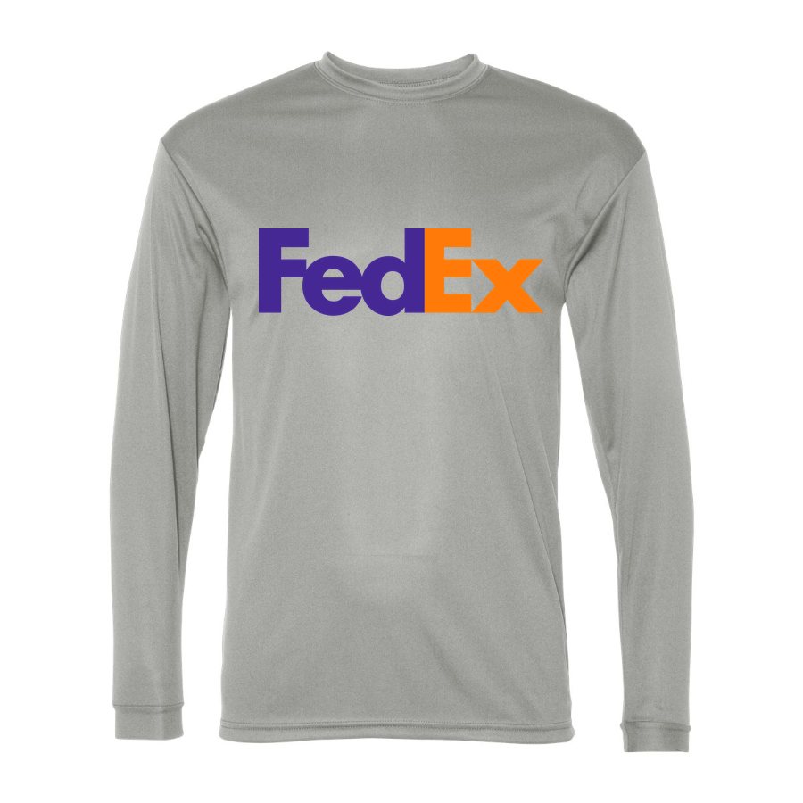 Men's FedEx Polyester Long Sleeve T-Shirt - Silver