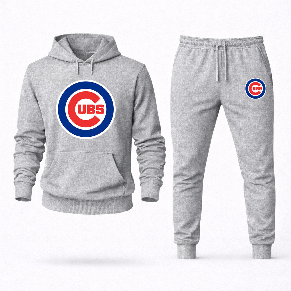 Chicago Cubs Hoodie and Joggers Set - Grey