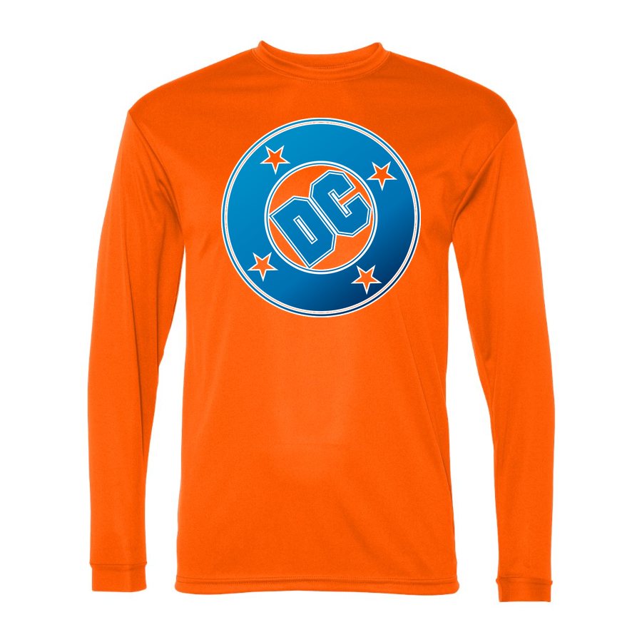 Men's DC Comics Polyester Long Sleeve T-Shirt - Safety Orange