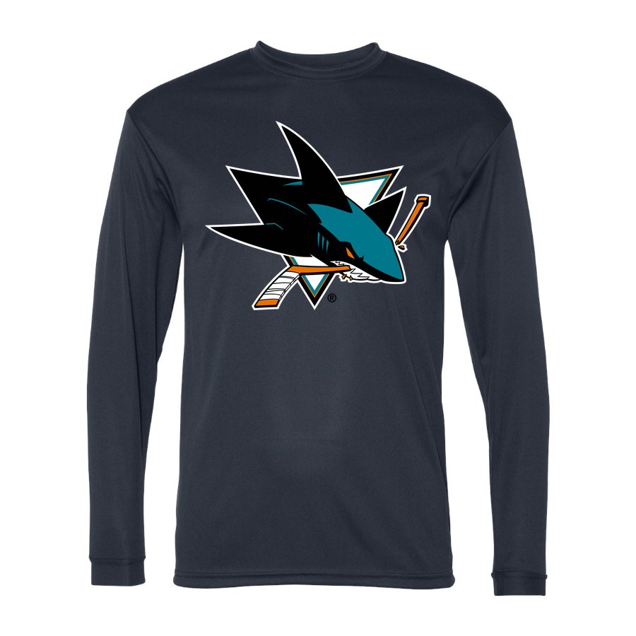 Men's San Jose Sharks Polyester Long Sleeve T-Shirt - Navy