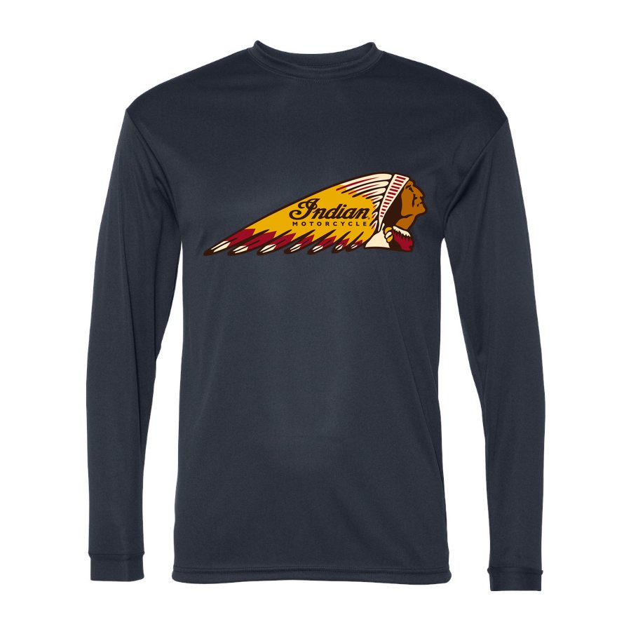 Men's Indian Motorcycle Polyester Long Sleeve T-Shirt - Navy