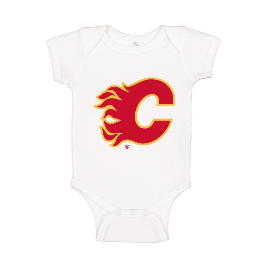 Calgary Flames Baby Romper Onesie - White