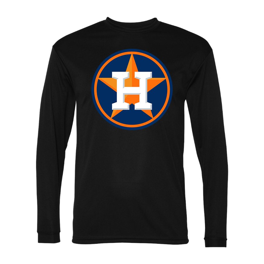 Men's Houston Astros Polyester Long Sleeve T-Shirt - Black