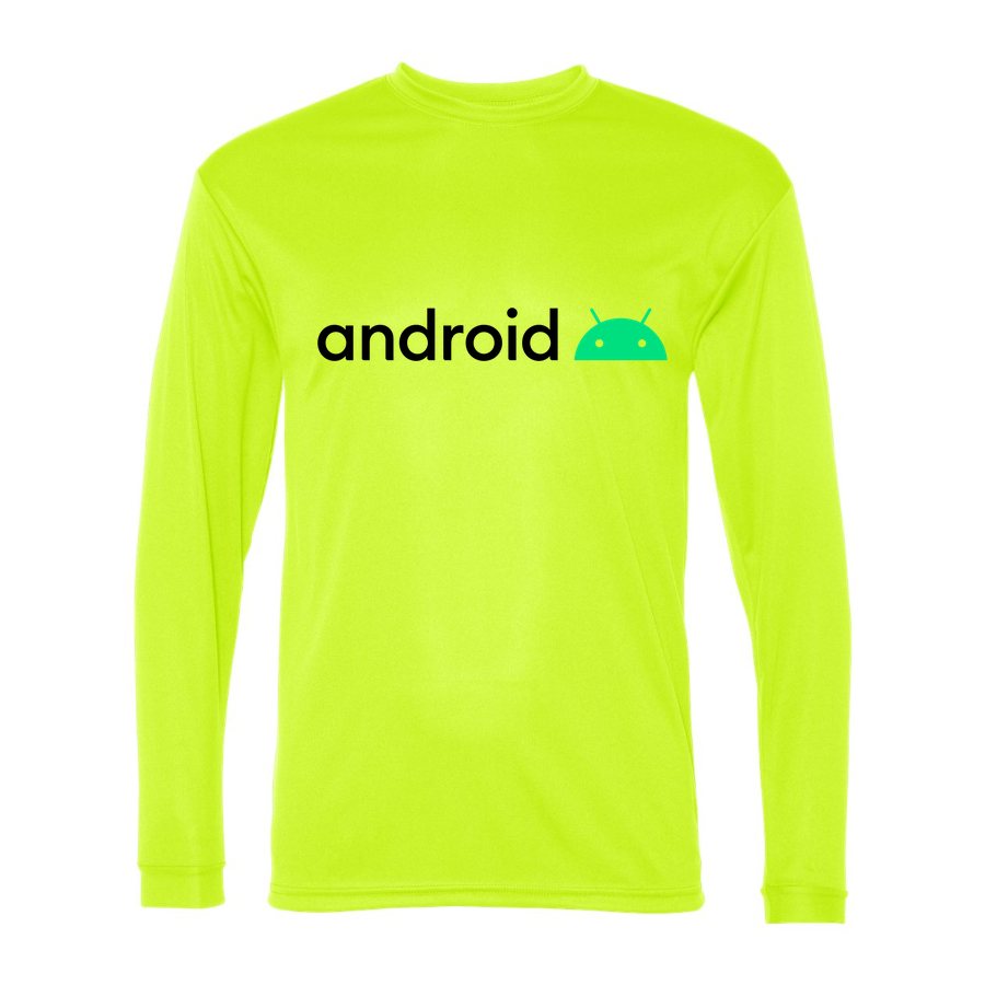 Men's Android Polyester Long Sleeve T-Shirt - Safety Yellow