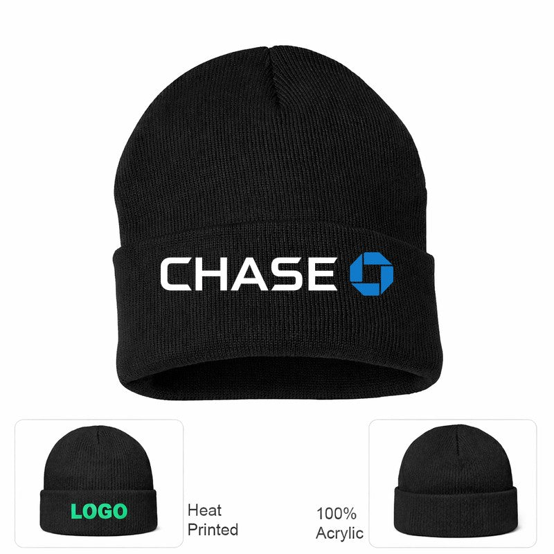 Chase White Logo Black Beanie Hat
