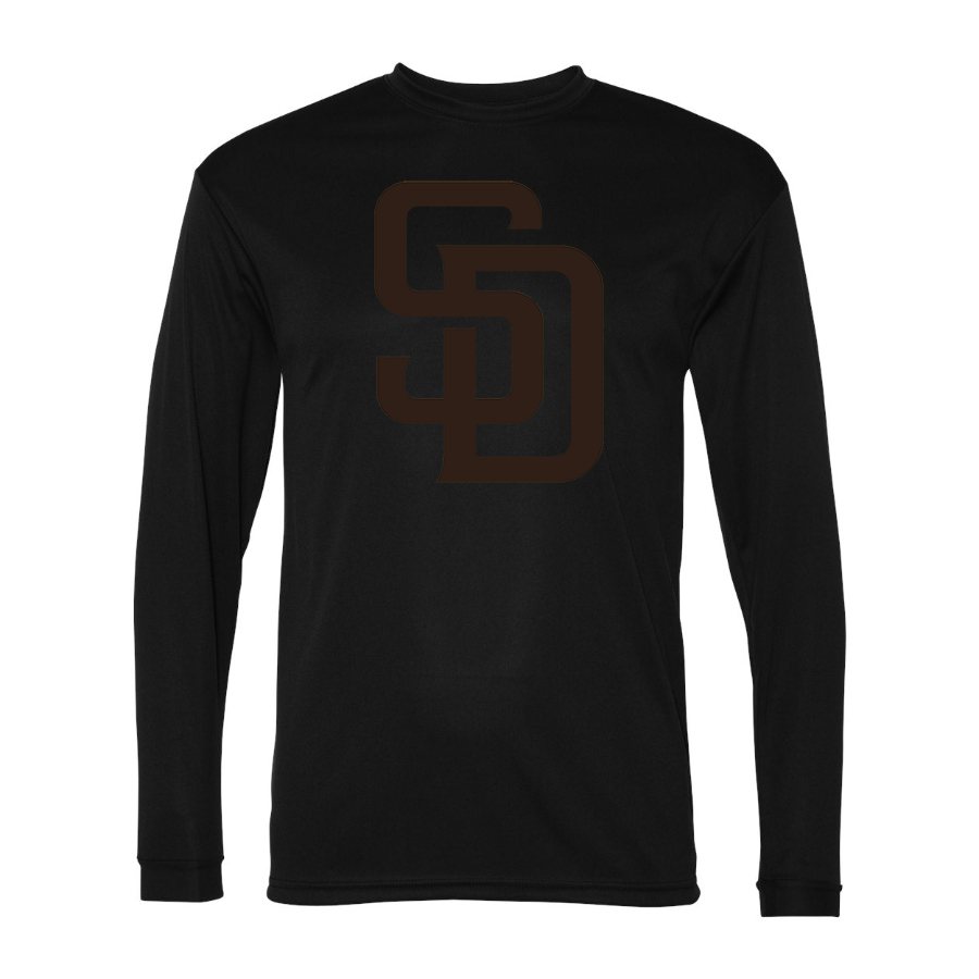 Men's San Diego Padres Polyester Long Sleeve T-Shirt - Black
