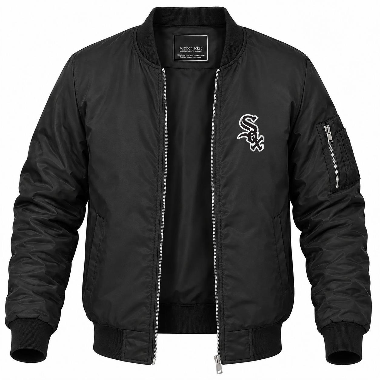 Men's Chicago White Sox Lightweight Bomber Jacket - Black