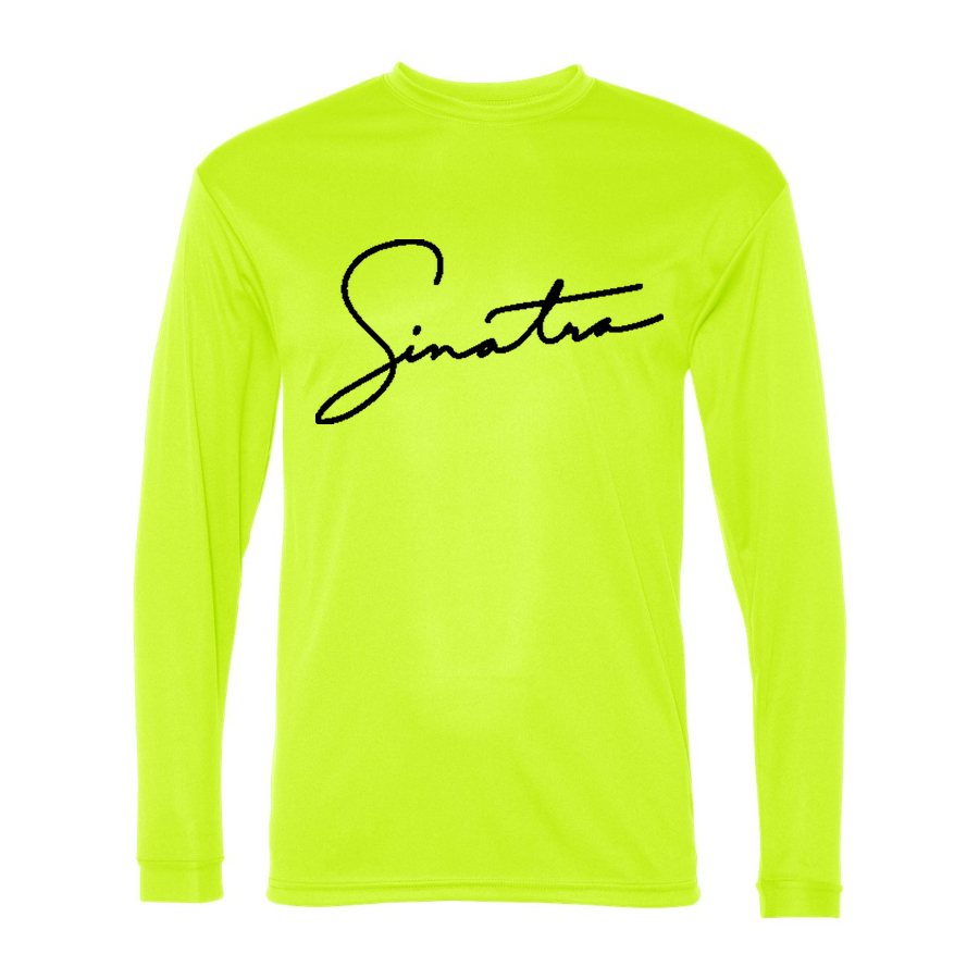 Men's Frank Sinatra Polyester Long Sleeve T-Shirt - Safety Yellow