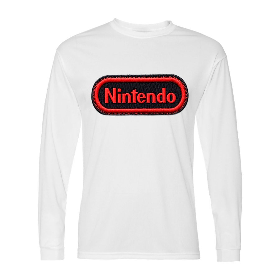 Men's Nintendo Embroidery Polyester Long Sleeve T-Shirt - White