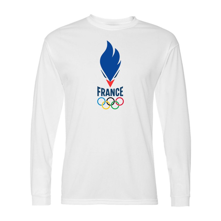 Men's France 2024 Polyester Long Sleeve T-Shirt - White