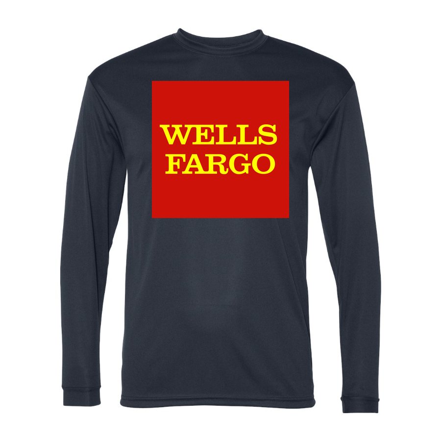 Men's wells fargo Polyester Long Sleeve T-Shirt - Navy