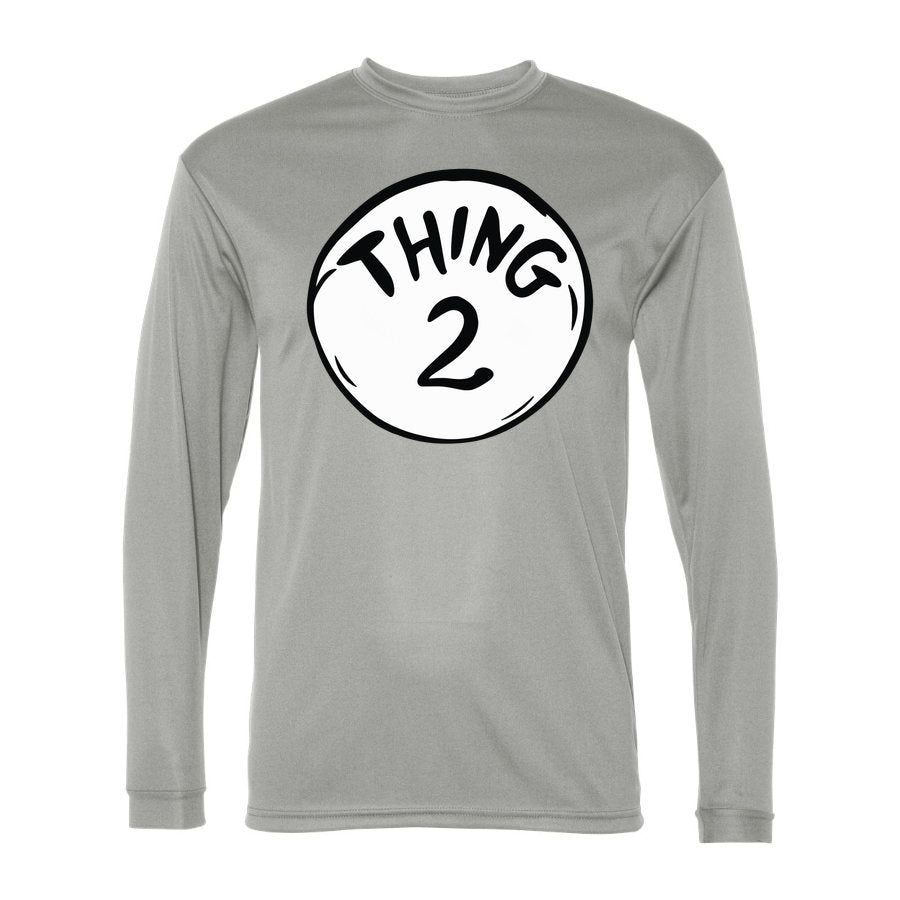 Men's Dr. Seuss Thing 2 Polyester Long Sleeve T-Shirt - Silver