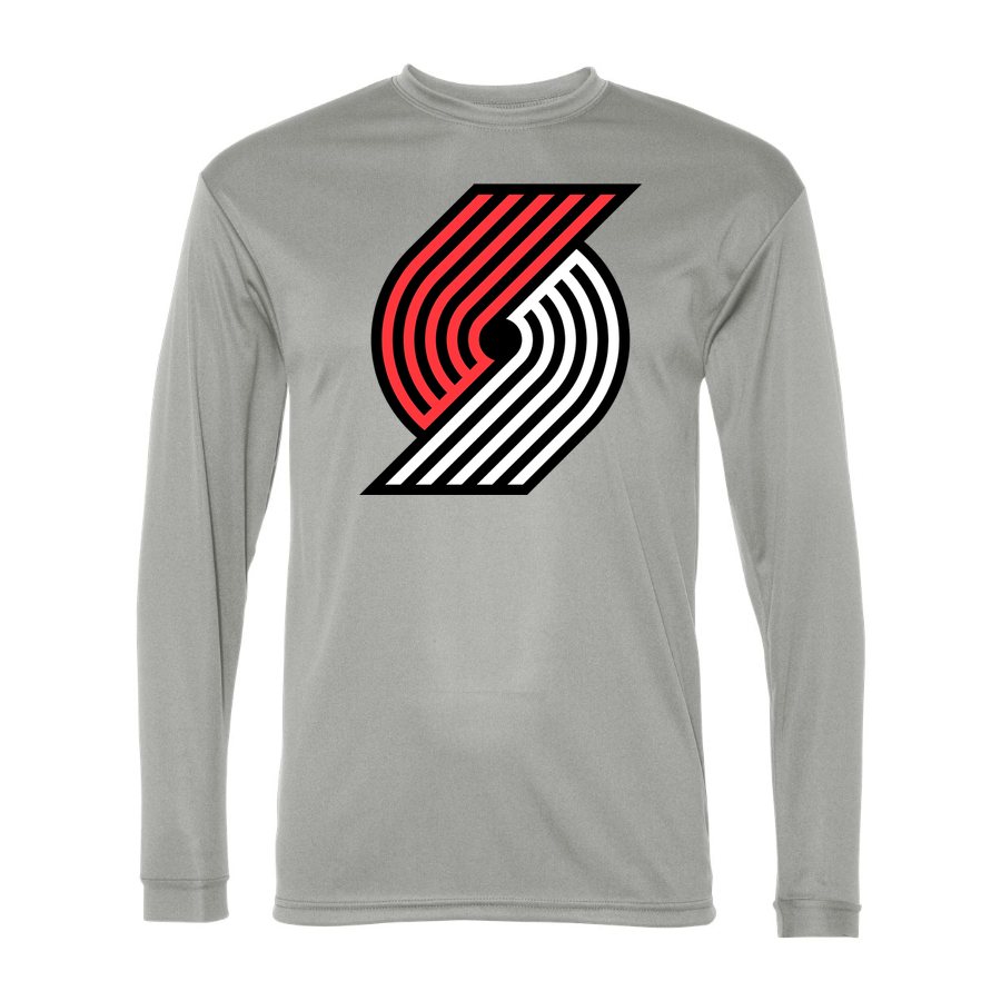 Men's Portland Trail Blazers Polyester Long Sleeve T-Shirt - Silver