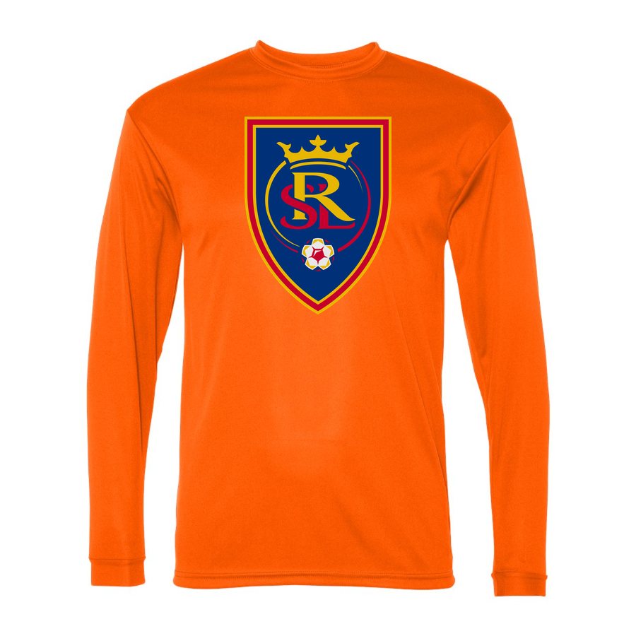 Men's Real Salt Lake Soccer Polyester Long Sleeve T-Shirt - Safety Orange
