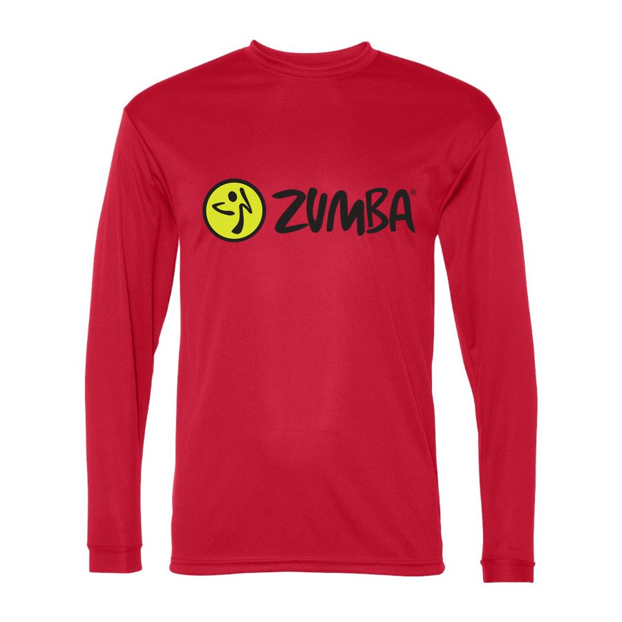 Men's Zumba Fitness Polyester Long Sleeve T-Shirt - Red