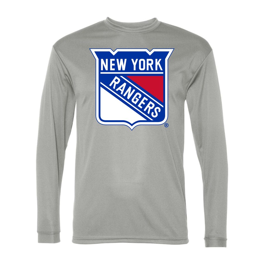 Men's New York Rangers Polyester Long Sleeve T-Shirt - Silver
