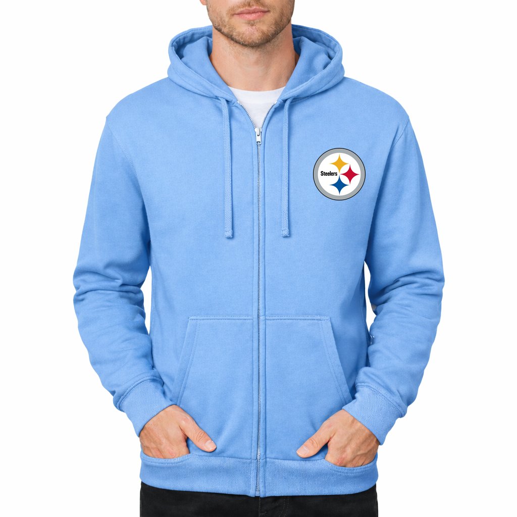 Men's Pittsburgh Steelers Zipper Hoodie - Sky Blue