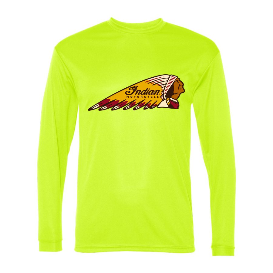 Men's Indian Motorcycle Polyester Long Sleeve T-Shirt - Safety Yellow